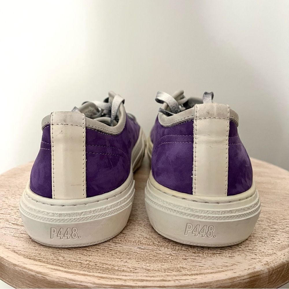 P448 Purple Suede Low Top Lace Up Sneakers size 42 (11.5-12) NWOB - Picture 7 of 9